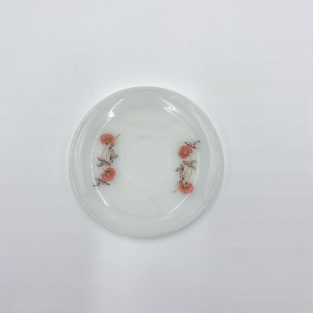 Vintage Fire King Pink Flower Fleurette Saucers Milk Glass Replacement Pieces